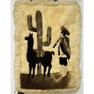 Vintage Peruvian Alpaca Wool Large Tapestry Rug/Hanging Wall Art, 30" x 40"